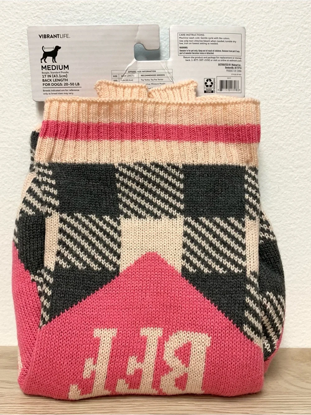 NEW‎ Mama's BFF Dog Sweater Size Medium Pink Heart Cute 20-50 lbs 17 Inches
